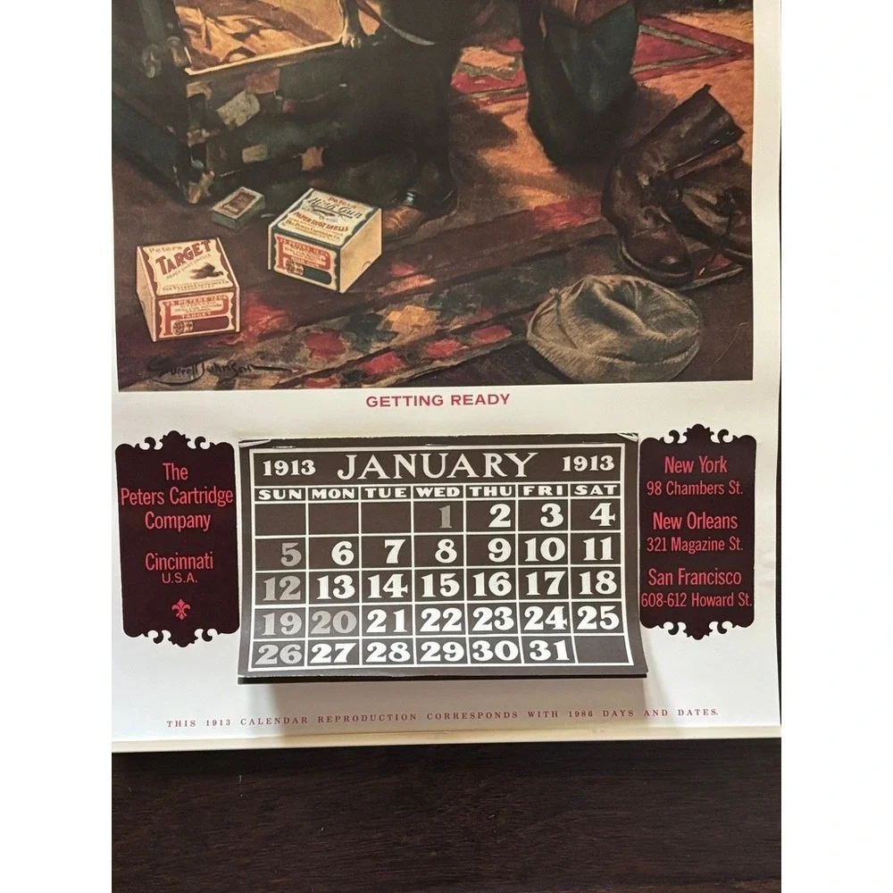 Vtg Peters Cartridge Company Advertising Calendar 1986 Reproduction Hunting Art